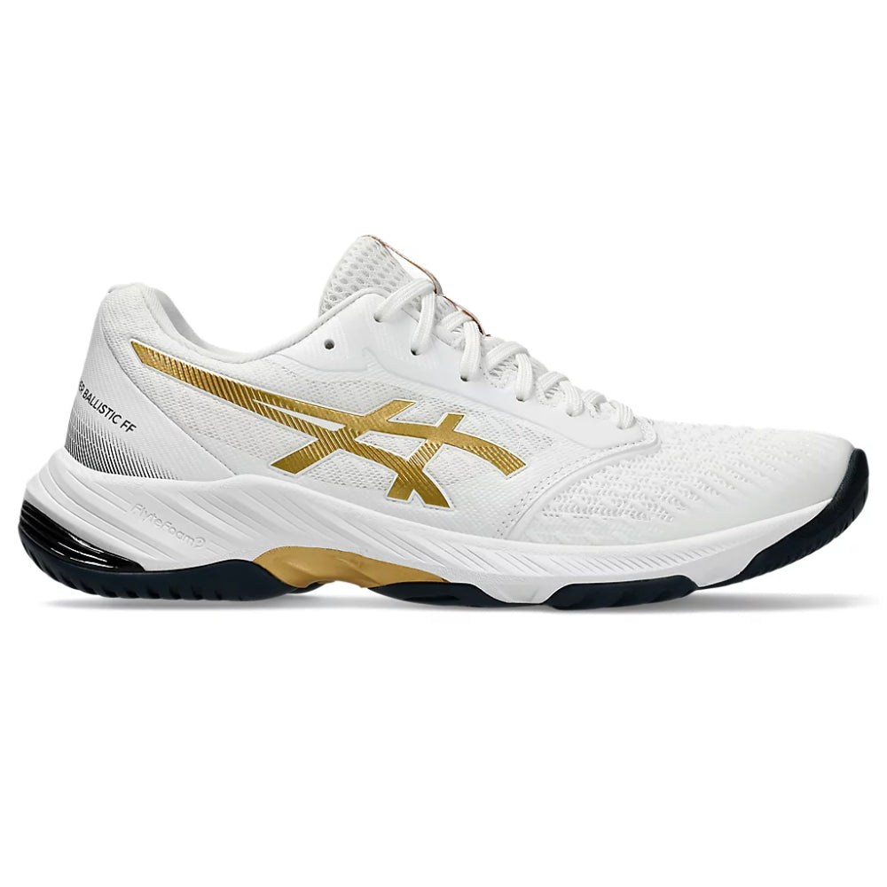ASICS Netburner Ballistic FF3 Badminton Shoe (White/Pure Gold)