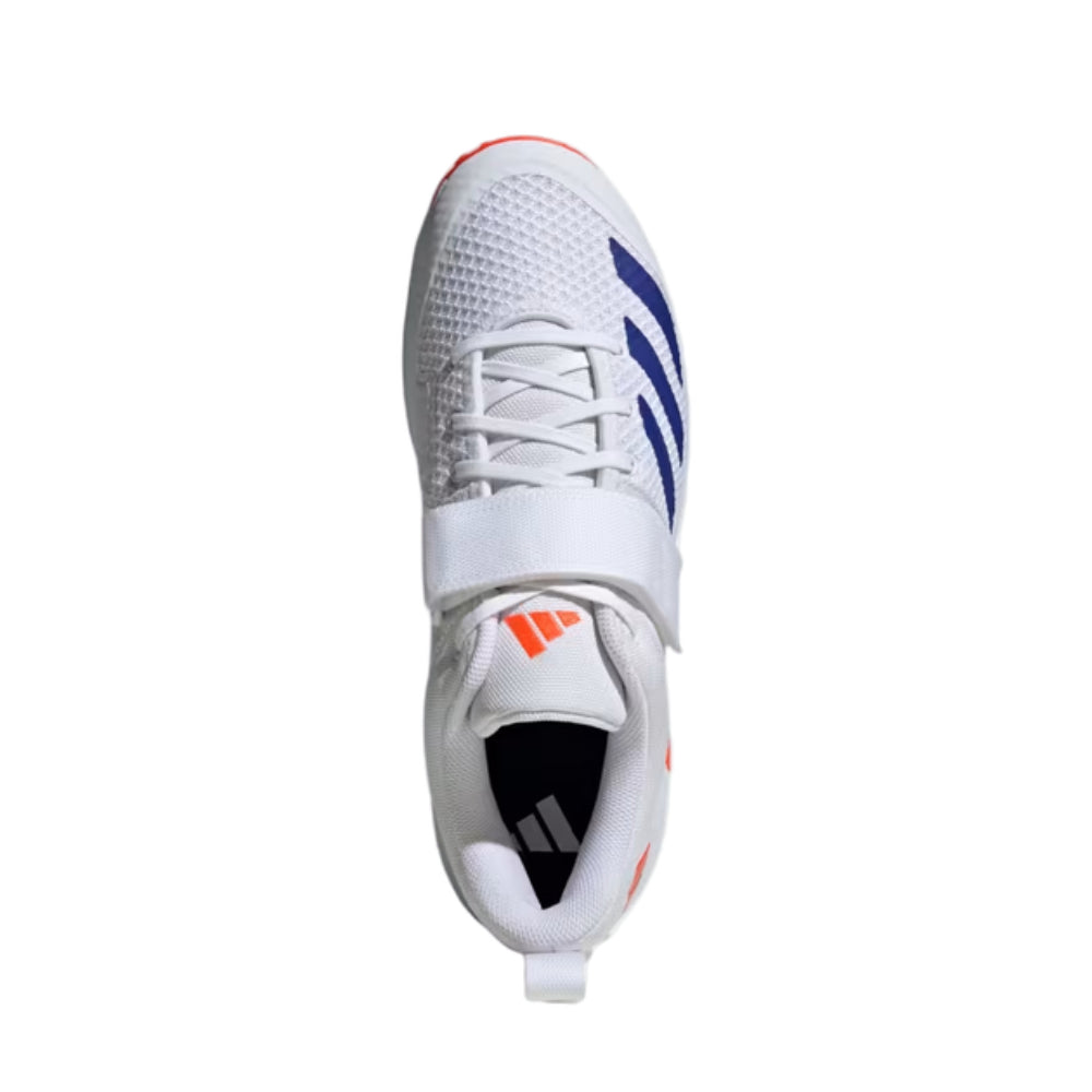 Adidas Men's Adipower Vector 20 Cricket Shoe (Cloud White/Lucid Blue/Solar Red)