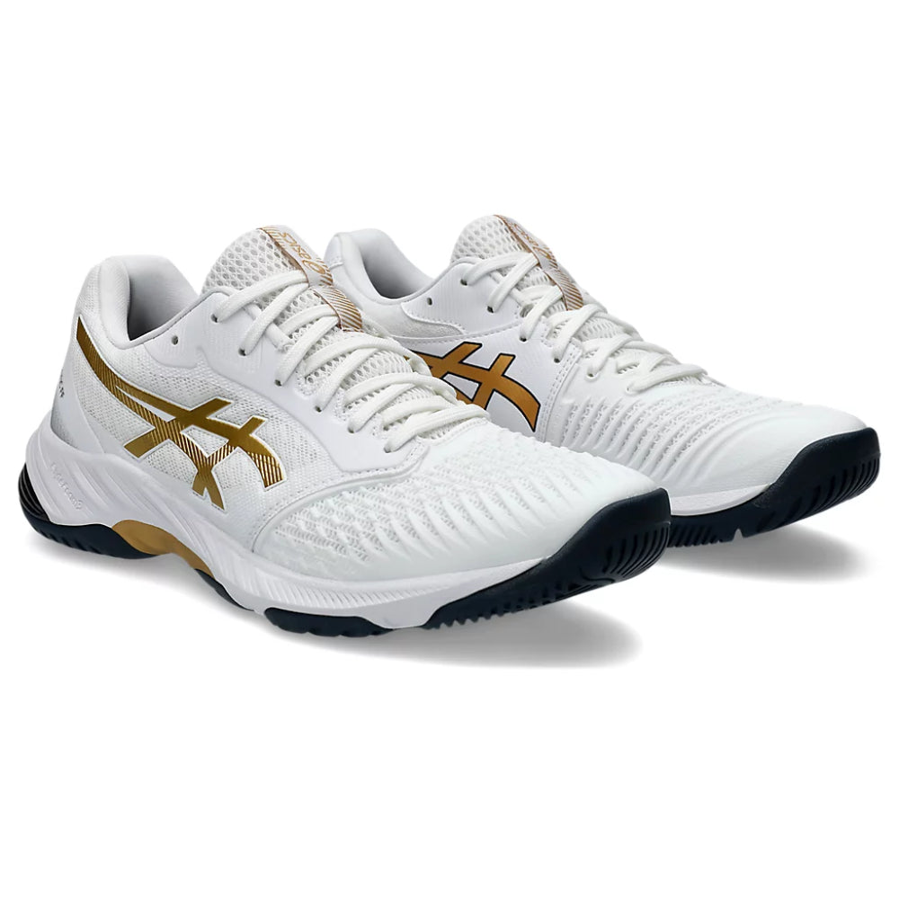 ASICS Netburner Ballistic FF3 Badminton Shoe (White/Pure Gold)