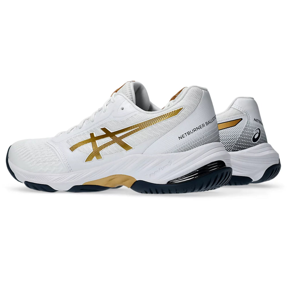 ASICS Netburner Ballistic FF3 Badminton Shoe (White/Pure Gold)