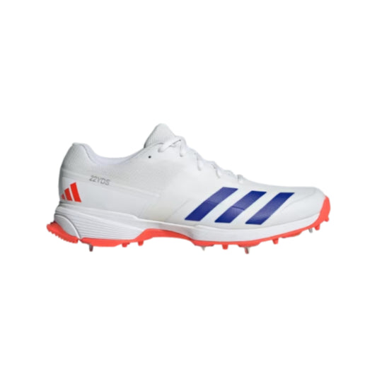 Adidas Men's 22 YDS Cricket Shoe (Cloud White/Lucid Blue/Solar Red)