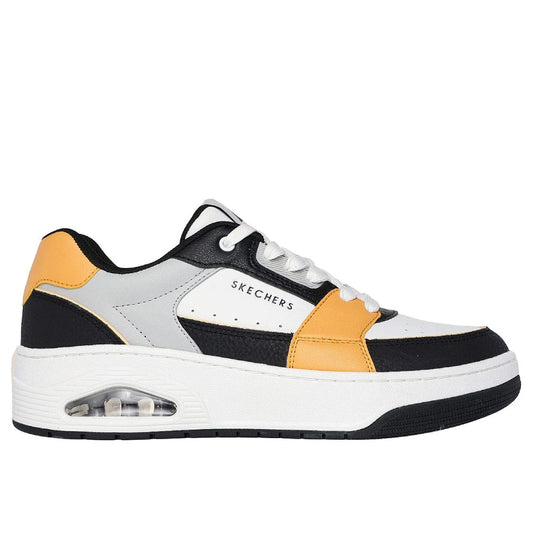 SKECHERS Uno Court-Low-Post Casual shoe (White/Black/Yellow)